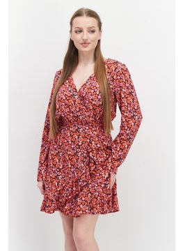 Miss Selfridge Women Floral Print Mini Dress, Red Combo  - Image 1