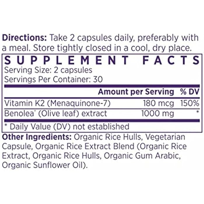 NAOMI BP Advanced - Olive Leaf Extract & Vitamin K2 for Healthy Blood Pressure & Arterial Flexibility Already in Normal Range - Patented Benolea® 1000mg + K2Vital® 180mcg, Vegan, 30-Day Supply - Image 2
