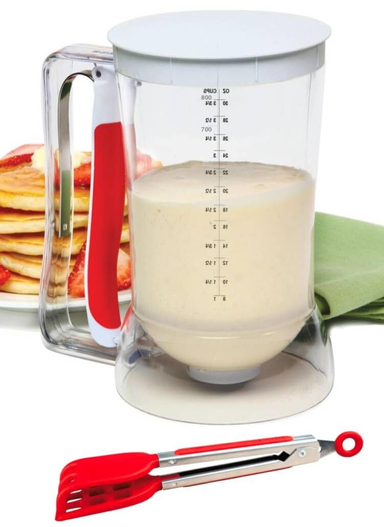 Waffles Batter Dispenser n Waffle Tongs Combo SetGet Perfectly Fluffy Waffles Every Time Batter Measuring Separator for Pancakes Cupcake Muffin Quick Filling Cookie Batter