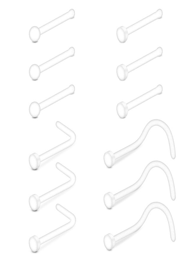 D.Bella 18g Clear Nose Ring Bioflex Nose Rings Studs L Shaped Nose Rings Corkscrew Body Piercing Jewelry For Women Men - Image 1