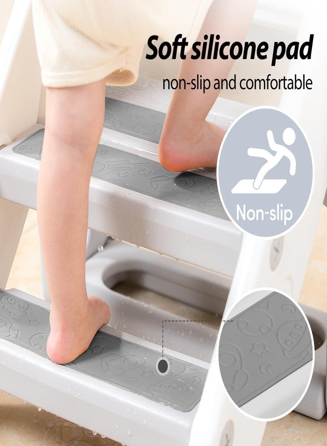 Mloong Kids Step Stool Foldable for Bathroom Sink, Easy Folding Non-Slip Bathroom Stool Toilet Potty Training, Adjustable Toddler Ladder Kitchen Counter Helper - Image 3