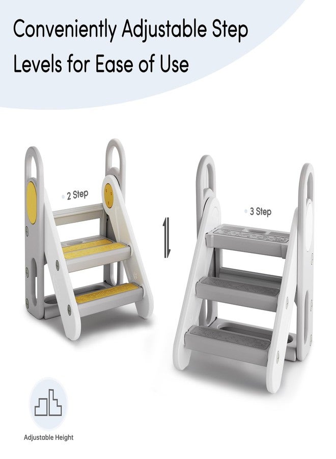Mloong Kids Step Stool Foldable for Bathroom Sink, Easy Folding Non-Slip Bathroom Stool Toilet Potty Training, Adjustable Toddler Ladder Kitchen Counter Helper - Image 5