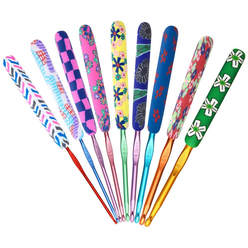 Looen Crochet Hook 9-Piece Set, Ergonomic Soft Grip for Crocheting, Warm Crochet Hooks, Beautiful Knitting and Crochet Supplies, Crochet Kits for Arthritis Patients and Beginner Kids. - Image 1