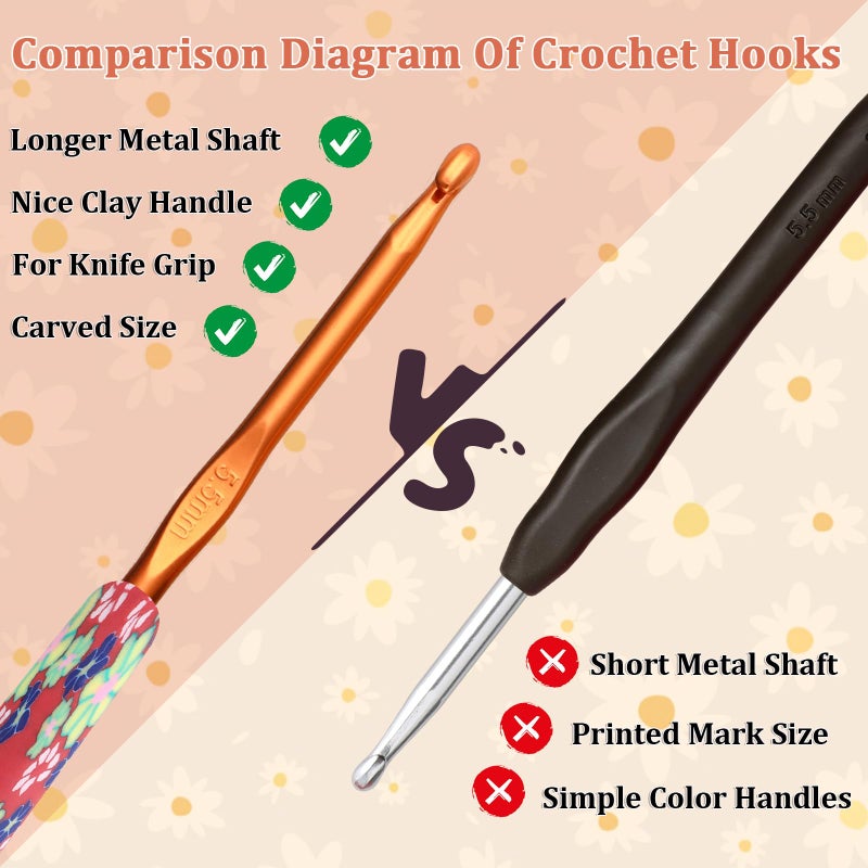 Looen Crochet Hook 9-Piece Set, Ergonomic Soft Grip for Crocheting, Warm Crochet Hooks, Beautiful Knitting and Crochet Supplies, Crochet Kits for Arthritis Patients and Beginner Kids. - Image 4