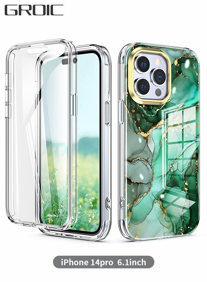 GROIC For iPhone 14 Pro Case, Marble Shockproof Protective Phone Case with 1 PET Screen Protector,Drop Resistant cover, Stylish Slim TPU Shell Compatible 6.1'' - Image 1