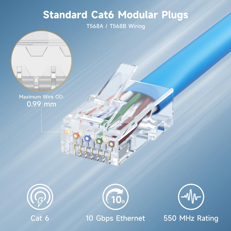 Cable Matters 100-Pack CAT6 RJ45 Modular Plugs, 50Âµ Gold Plated (RJ45 Connector, Cat 6 Ends, Cat 6 Ethernet Connector, Ethernet Plugs), for Solid or Stranded UTP Cable - Image 2
