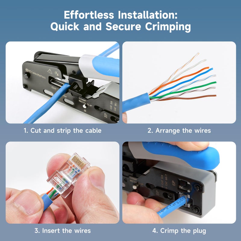 Cable Matters 100-Pack CAT6 RJ45 Modular Plugs, 50Âµ Gold Plated (RJ45 Connector, Cat 6 Ends, Cat 6 Ethernet Connector, Ethernet Plugs), for Solid or Stranded UTP Cable - Image 5