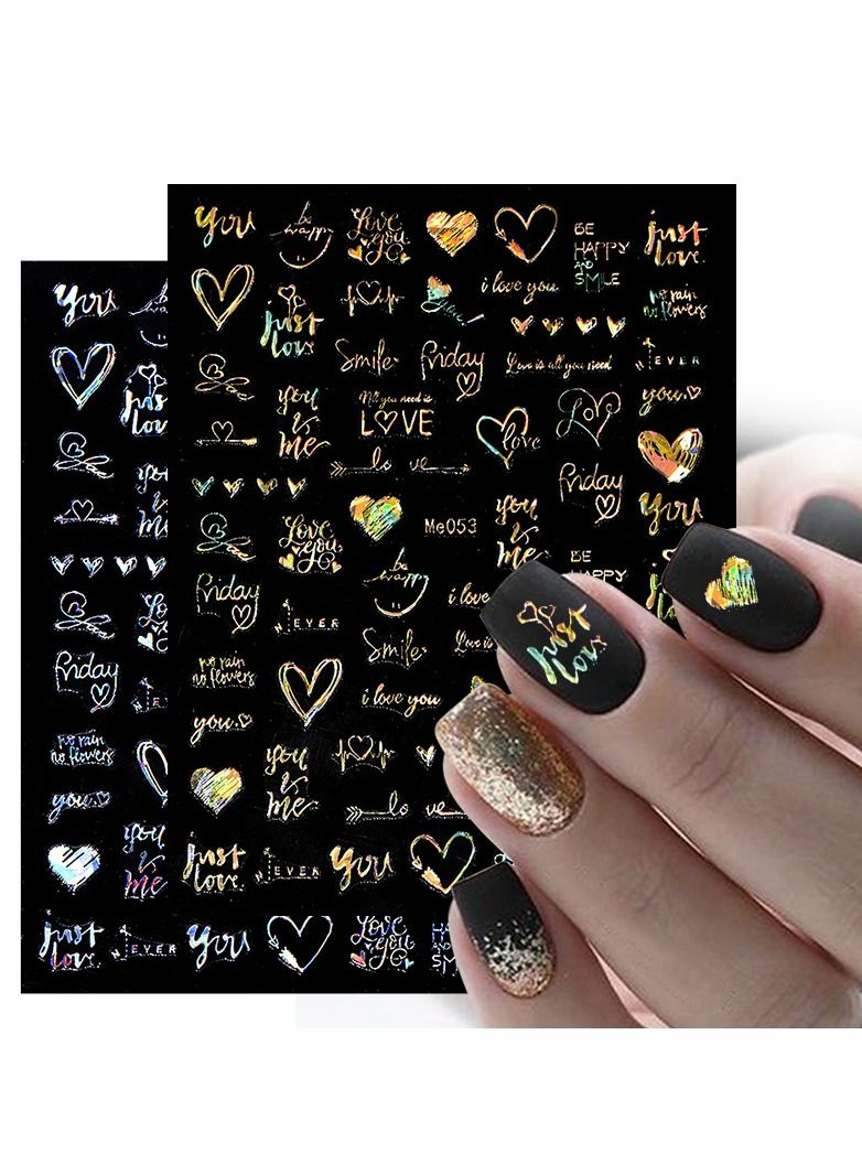 قطعة واحدة ملصق أظافر قلب ليزر ثلاثي الأبعاد حرف زينة فن الأظافر زهور نجوم ملحقات الأظافر ملصقات لوازم الأظافر أجزاء الأظافر - Image 1