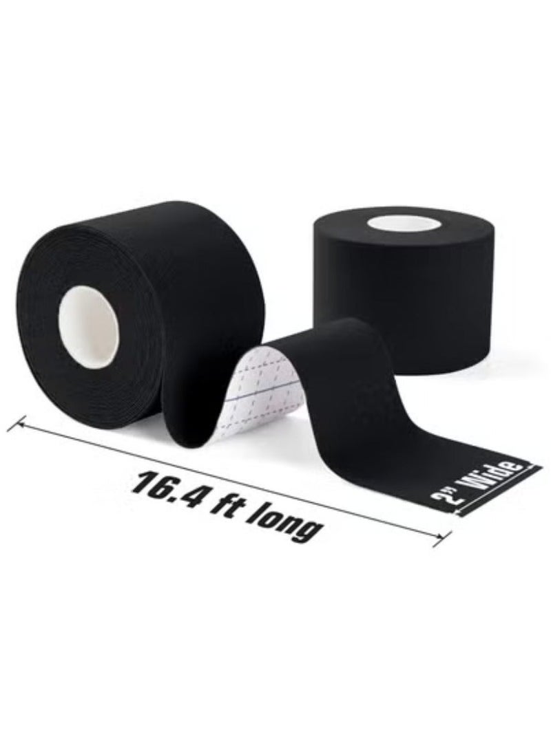 2 Roll Waterproof Breathable Kinesiology Tape (Black) - Image 2