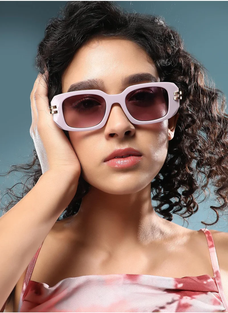 صوص هاوت Haute Sauce Women's The Gilded Pastel Rectangular Sunglass For Casual Wear | One-Size | Lavender Polycarbonate Frame | Amethyst Purple Gradient Polarized Lens | Full Rim | Eyewear For Woman & Girls