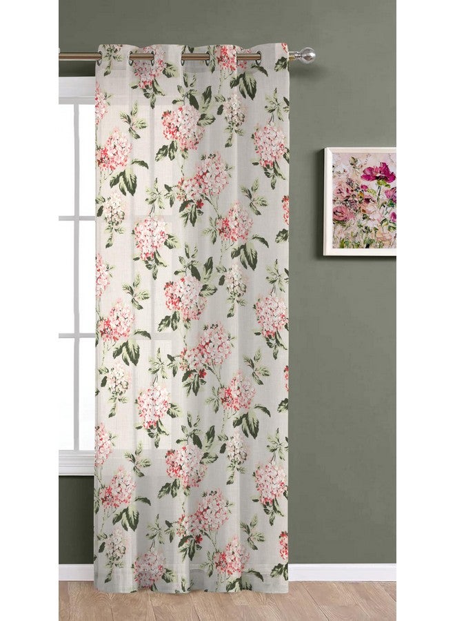 THE LINEN COMPANY Sheer Curtains 6.5 Feet Window Textured Linen Decorative Panels Pack of 1 Curtains, Floral Heaven Green (L X W 198 Cm X 137 Cm) |Grommet - Image 1