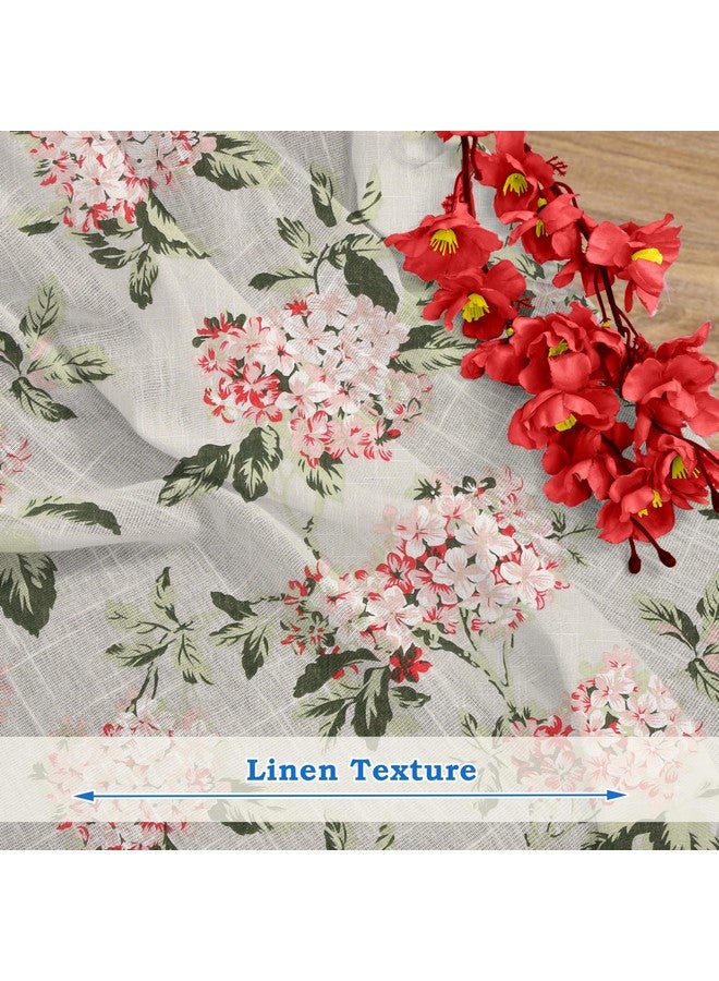THE LINEN COMPANY Sheer Curtains 6.5 Feet Window Textured Linen Decorative Panels Pack of 1 Curtains, Floral Heaven Green (L X W 198 Cm X 137 Cm) |Grommet - Image 5