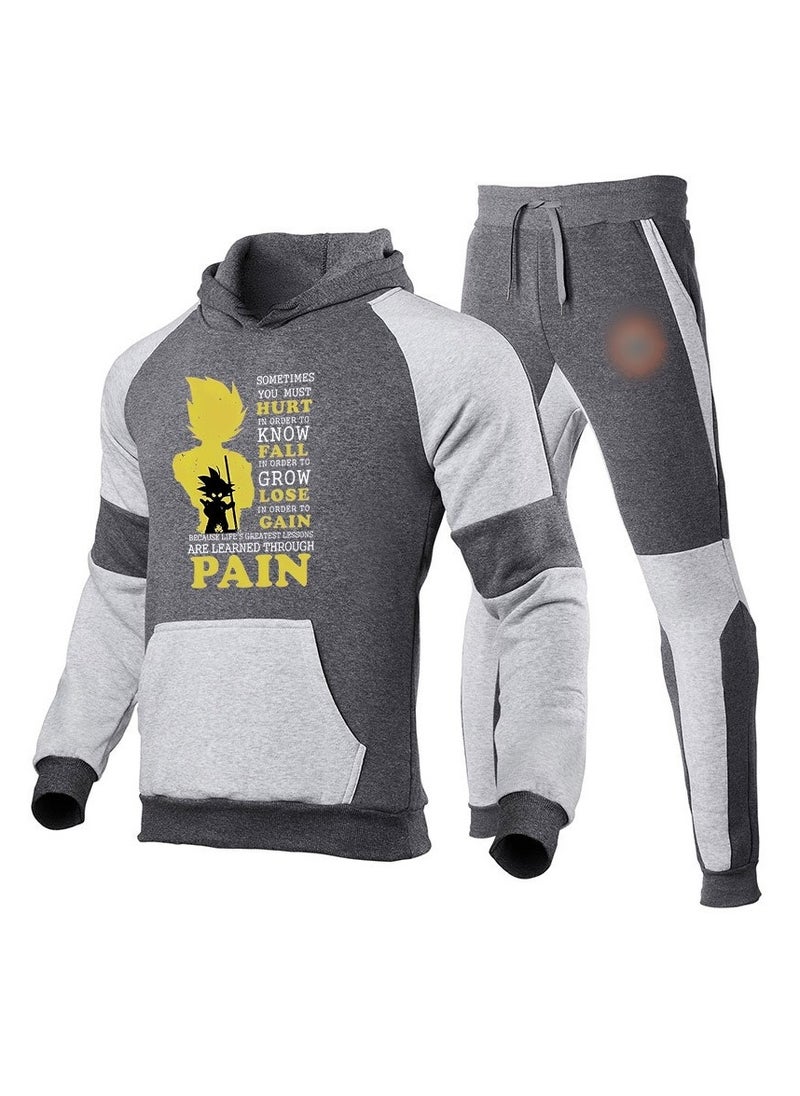 KUYING Dragon Ball Color Blocked Hoodie Leg Binding Pants Hooded Set  - Image 1