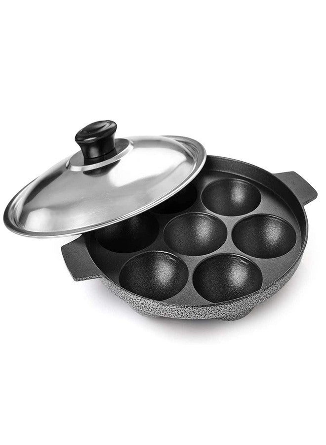 SRIYUG Non-Stick Appam Pan with Stainless Steel Lid, 6.5" x 6" x 1.5" - Image 1