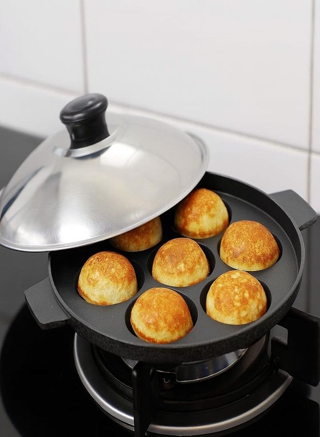 SRIYUG Non-Stick Appam Pan with Stainless Steel Lid, 6.5" x 6" x 1.5" - Image 3