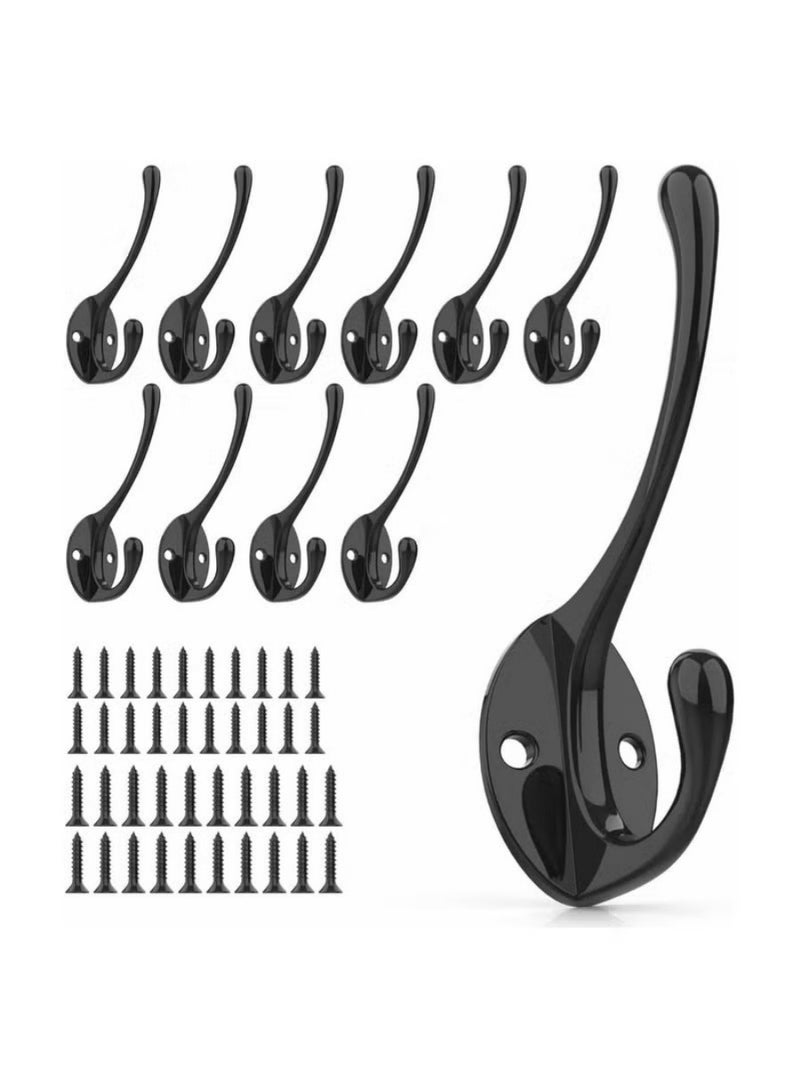 10 wall hooks, steel hooks, metal wall hooks, for hanging coats, heavy-duty single hooks, wall hooks with 20 screws, for towels, keys, bathrobes, coats, scarves, bags - Image 1