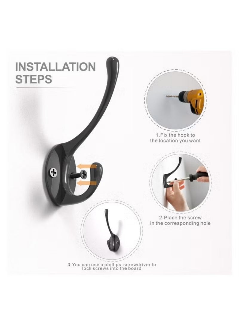 10 wall hooks, steel hooks, metal wall hooks, for hanging coats, heavy-duty single hooks, wall hooks with 20 screws, for towels, keys, bathrobes, coats, scarves, bags - Image 4