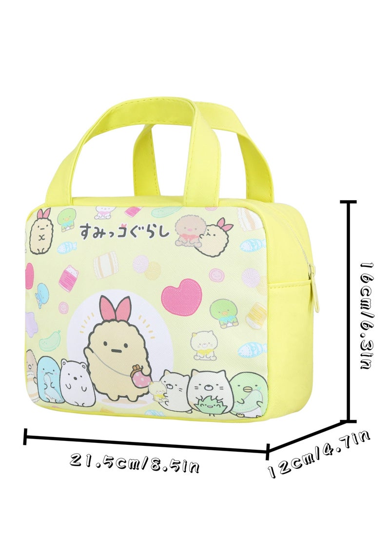 Excefore - Portable Cartoon Lunch Bag, Reusable Insulated Anime Lunch Box, Suitable for Women, Men, Kids and Students Travel Picnic School (Yellow) - Image 1