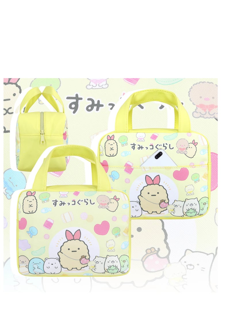 Excefore - Portable Cartoon Lunch Bag, Reusable Insulated Anime Lunch Box, Suitable for Women, Men, Kids and Students Travel Picnic School (Yellow) - Image 1