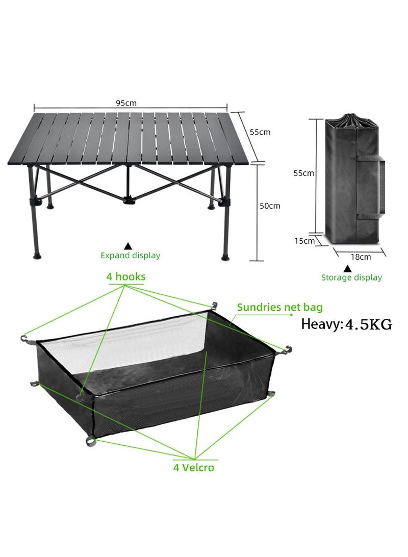 Generic Foldable Table Portable Camping Table Picnic Table Backpacking Table with Storage Waterproof Pocket for Outdoor BBQ Cookout Picnic Beach Camping and Beach (95 x 55 x 50CM) - Image 2