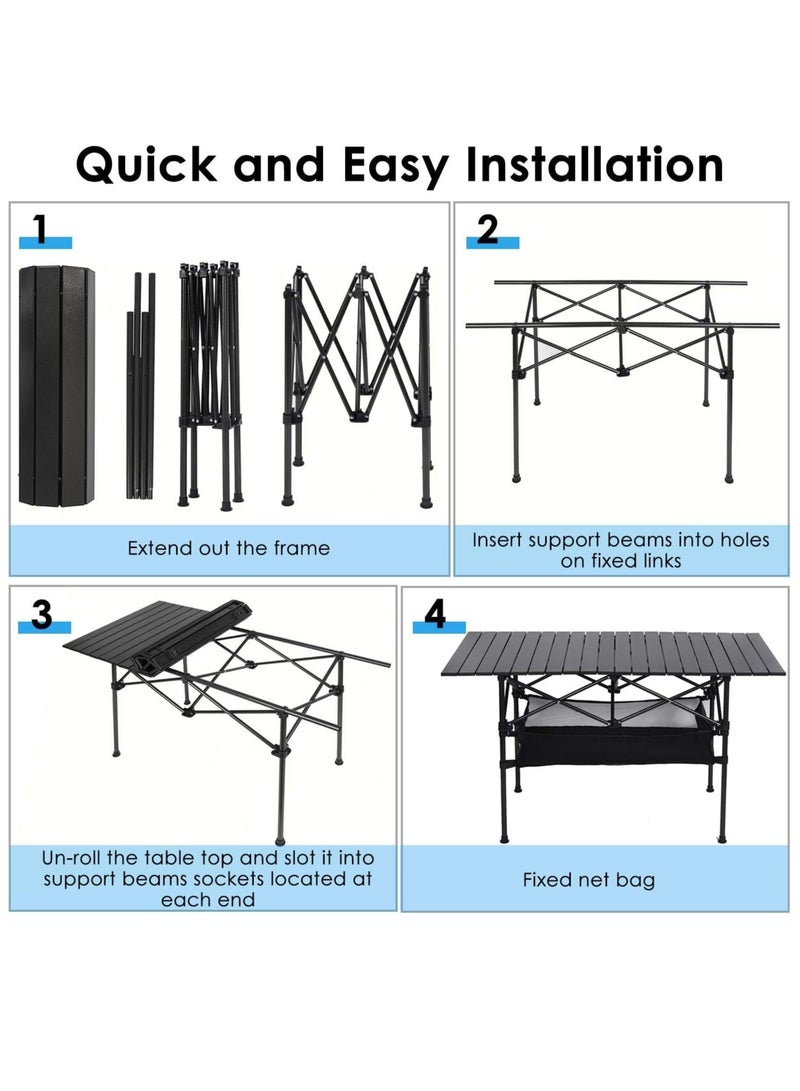 Generic Foldable Table Portable Camping Table Picnic Table Backpacking Table with Storage Waterproof Pocket for Outdoor BBQ Cookout Picnic Beach Camping and Beach (95 x 55 x 50CM) - Image 4
