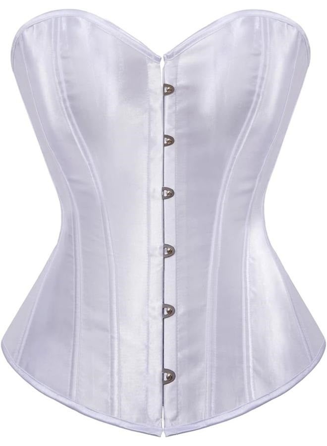 Shaper Corsets for Women,  Satin Cotton Long Torso Hourglass Body, Bustier Lingerie Top Overbust Corset Vintage Renaissance Brocade Lace Up Overbust Corset Waist Cincher Shapewear Top(M Size) - Image 2
