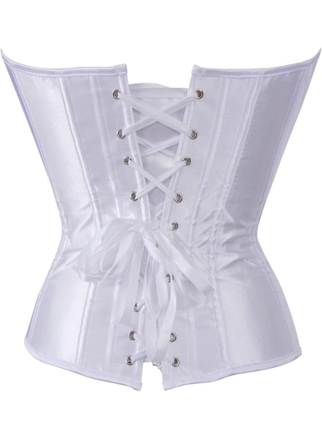 Shaper Corsets for Women,  Satin Cotton Long Torso Hourglass Body, Bustier Lingerie Top Overbust Corset Vintage Renaissance Brocade Lace Up Overbust Corset Waist Cincher Shapewear Top(M Size) - Image 4