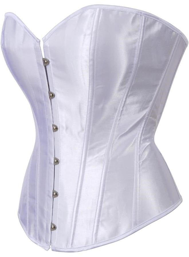 Shaper Corsets for Women,  Satin Cotton Long Torso Hourglass Body, Bustier Lingerie Top Overbust Corset Vintage Renaissance Brocade Lace Up Overbust Corset Waist Cincher Shapewear Top(M Size) - Image 3