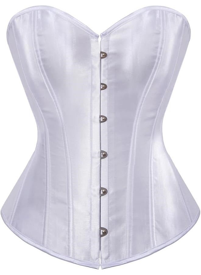 Shaper Corsets for Women,  Satin Cotton Long Torso Hourglass Body, Bustier Lingerie Top Overbust Corset Vintage Renaissance Brocade Lace Up Overbust Corset Waist Cincher Shapewear Top(M Size) - Image 1
