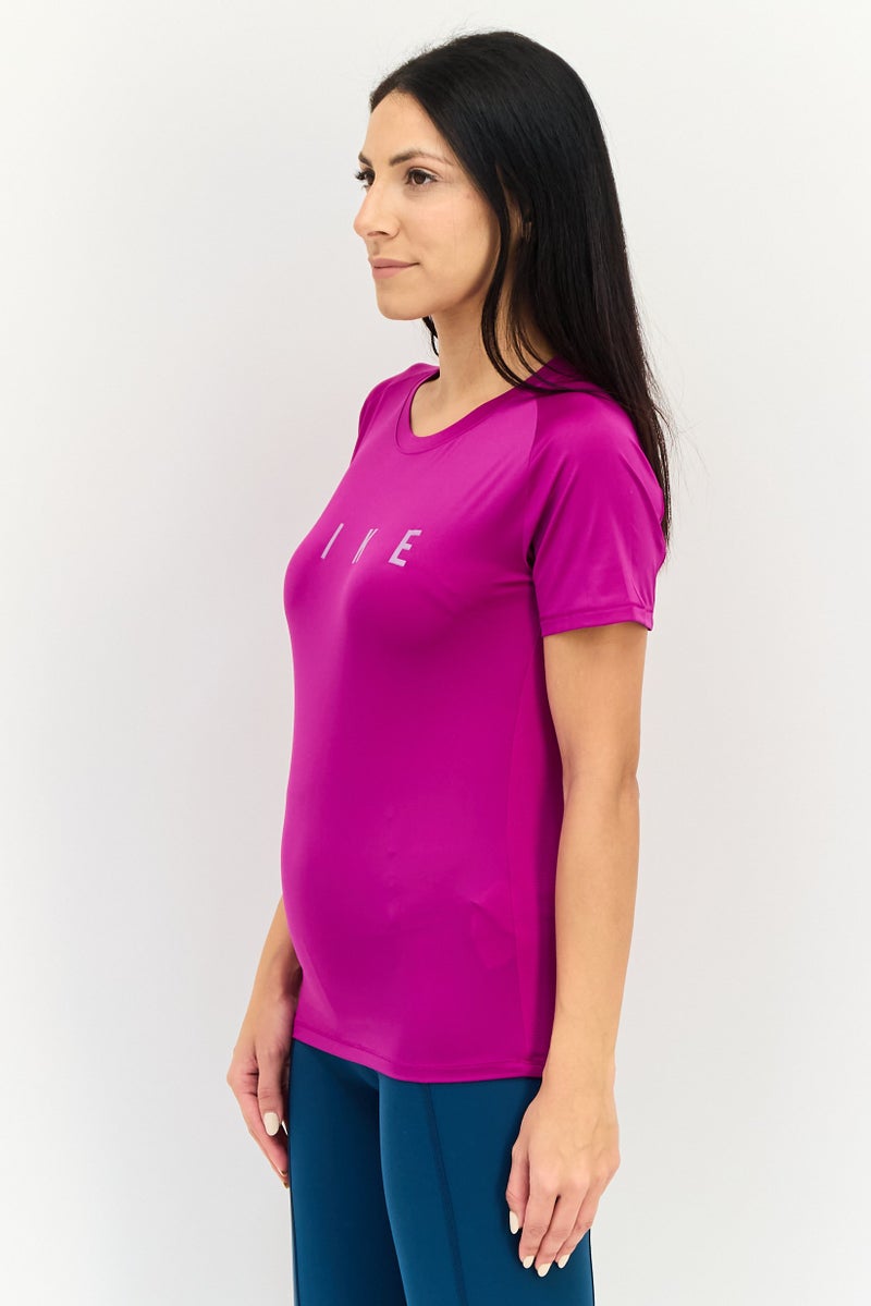 Nike تي شيرت تدريب قصير الأكمام للنساء، بنفسجي - Image 3