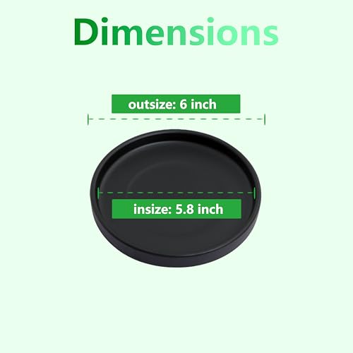 Woiida 6 inch Matte Black Ceramic Plant Saucer 2 PackCeramic Drainage Tray for Plant Pot - Image 3
