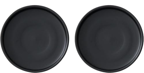 Woiida 6 inch Matte Black Ceramic Plant Saucer 2 PackCeramic Drainage Tray for Plant Pot - Image 1