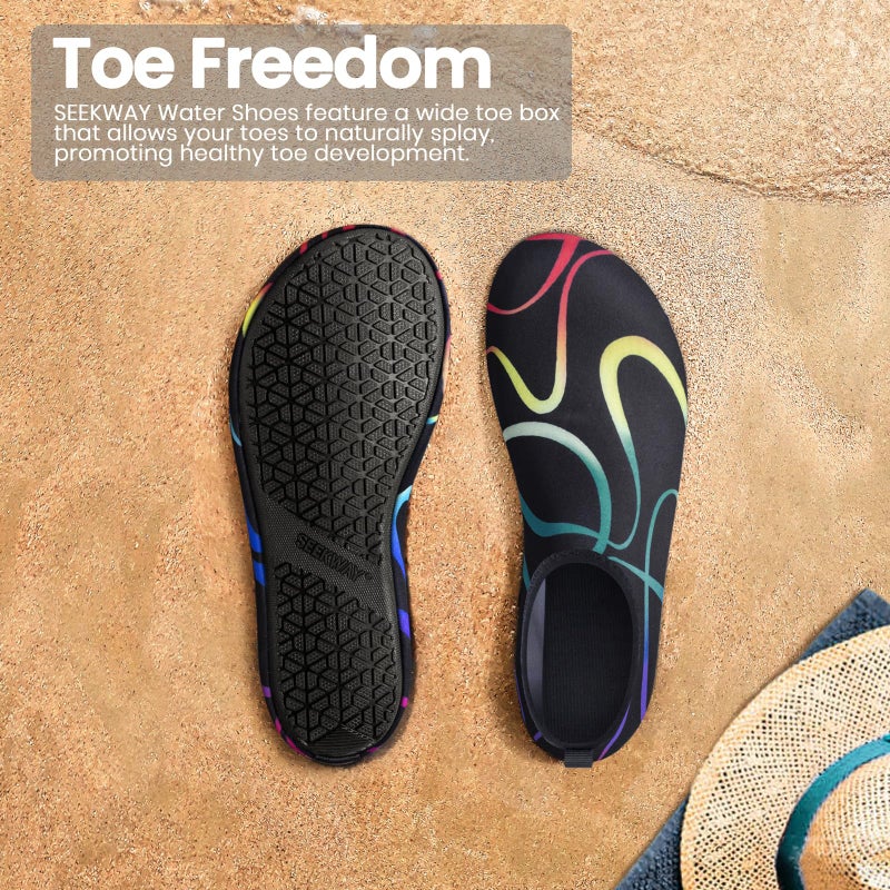 SEEKWAY Water Shoes Women Men Adult Quick-Dry Aqua Socks Barefoot Non Slip for Beach Swim River Pool Lake surf Black SK002(U) - Image 5