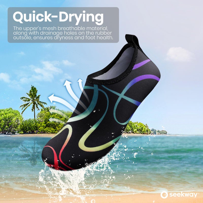 SEEKWAY Water Shoes Women Men Adult Quick-Dry Aqua Socks Barefoot Non Slip for Beach Swim River Pool Lake surf Black SK002(U) - Image 2