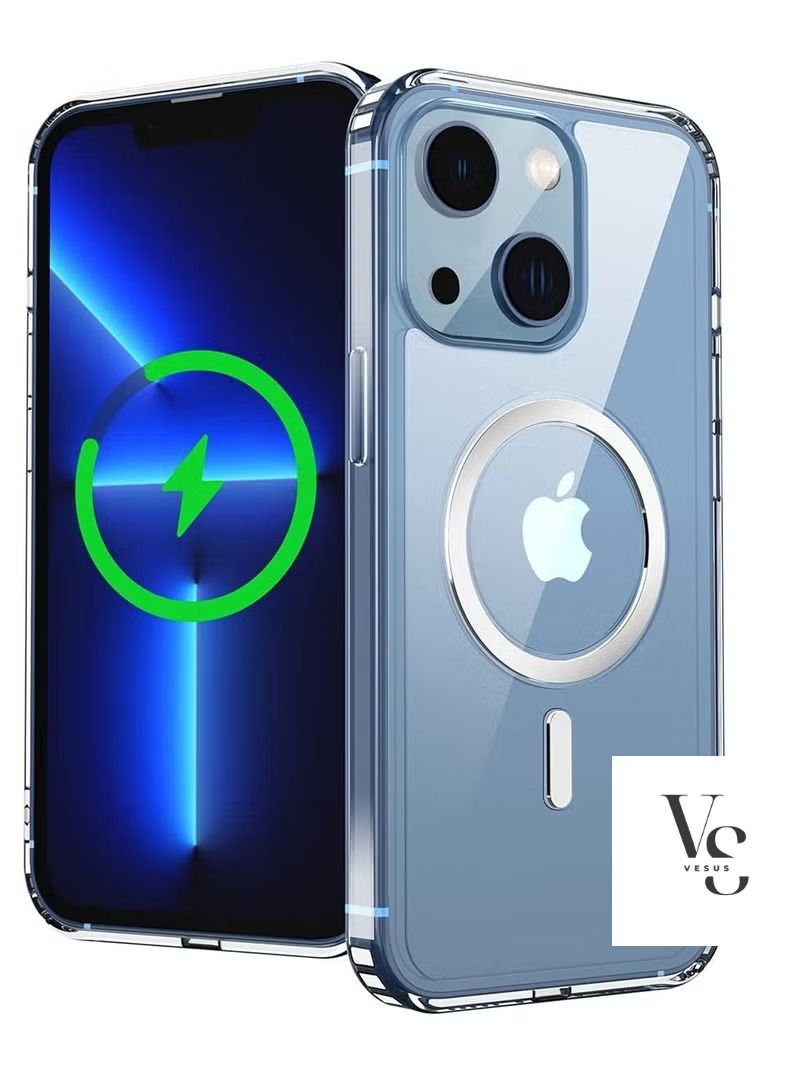 فيسوس غطاء جراب لهاتف iPhone 14 6.1 بوصة جراب مغناطيسي شفاف متوافق مع محفظة بطاقات ماجسيف وشاغر لاسلكي وحماية الشاشة والكاميرا وغطاء واقٍ مضاد للصدمات - Image 1