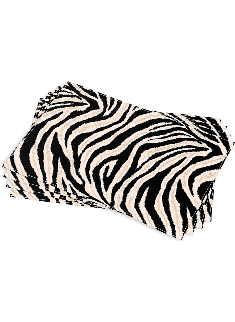 Cango Home - Black Beige Zebra Patterned Digital Printing Placemat Set of 4 CGH348-AS - Image 1