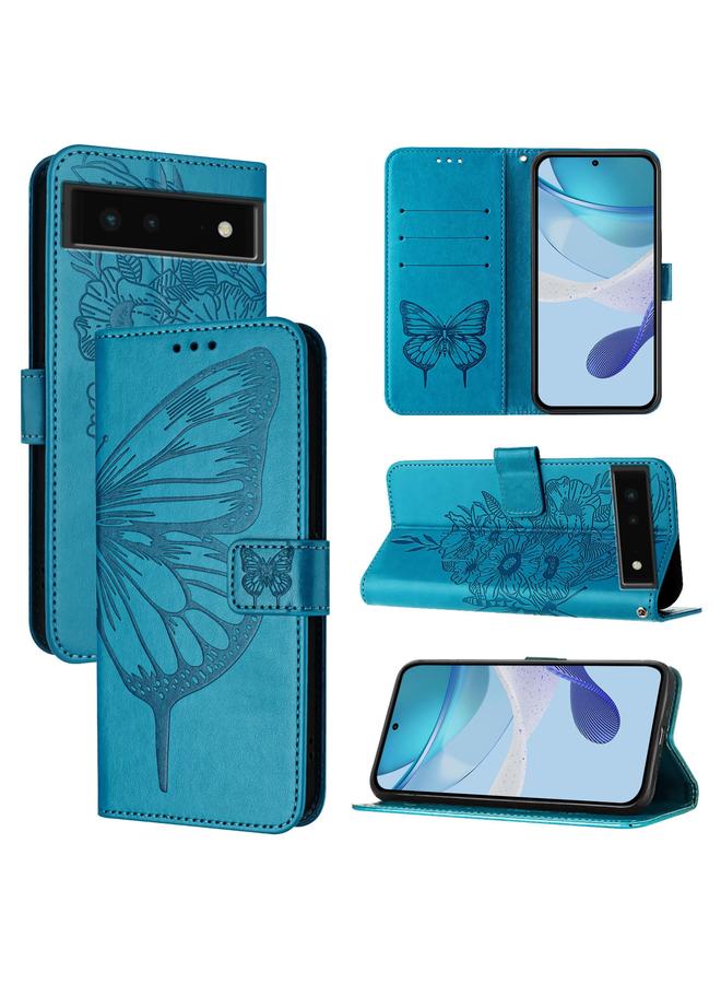 S-TOP Case For Google Pixel 6 Embossed Butterfly Leather Phone Case - Image 1
