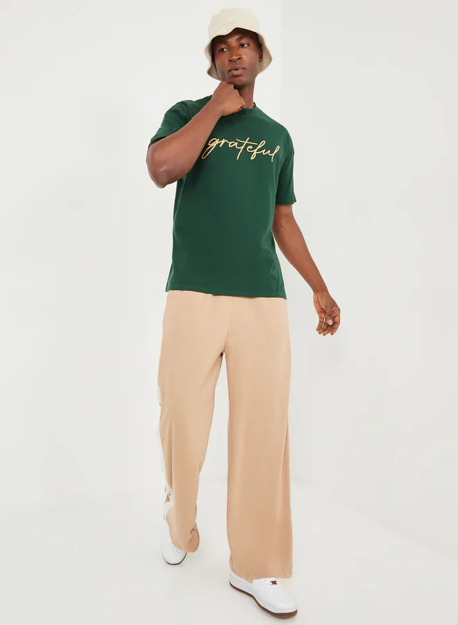 Styli Styli Oversized Grateful Text Print T-Shirt