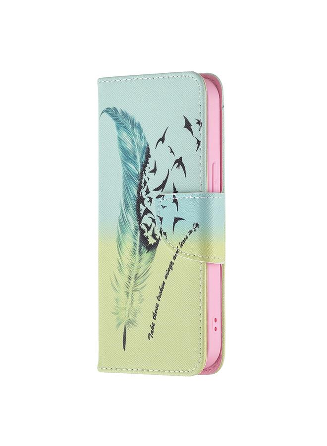 اس-توب جراب لهاتف iPhone 13 mini بنمط رسم ملون، جراب جلدي قلاب أفقي مع حامل وفتحات للبطاقات ومحفظة - Image 2