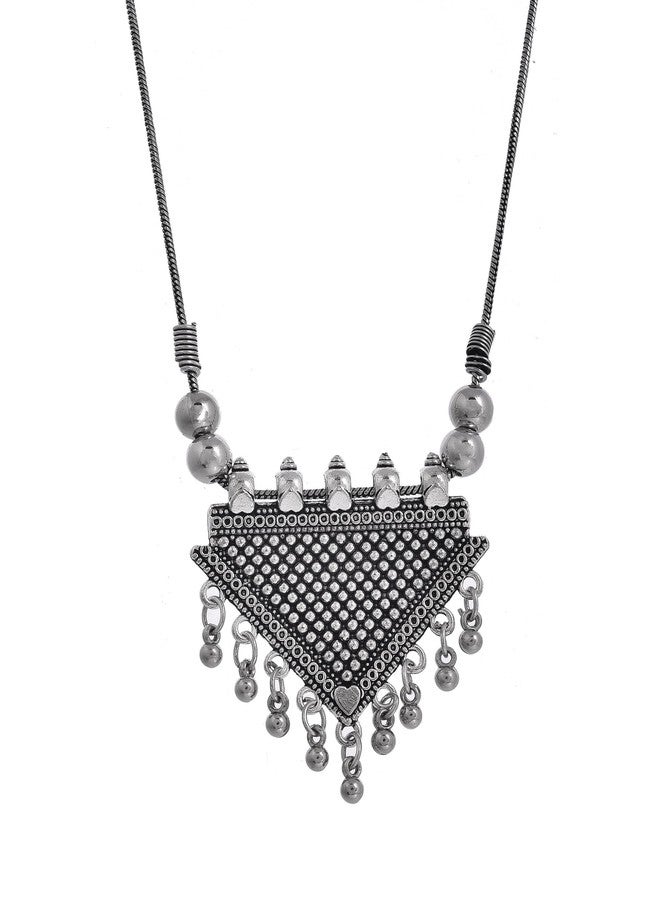 Naman Arts Oxidised Large Circular Tribal Mandala Pendant Necklace for Women | Antique Statement Boho Charm | Pure Brass Lightweight Ethnic Chain Necklace - Image 1