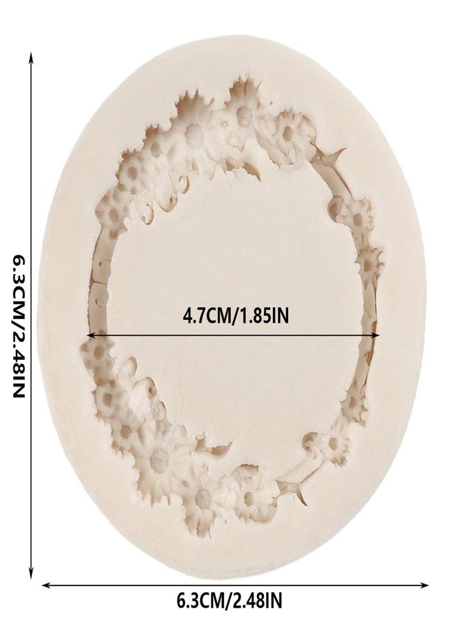FCKEMLDS Round Flower Wreath Fondant Molds Picture Frame Silicone Mold Photo Frame Chocolate Molds for Cake Decoration Cupcake Topper Candy Polymer Clay Gum Paste - Image 2