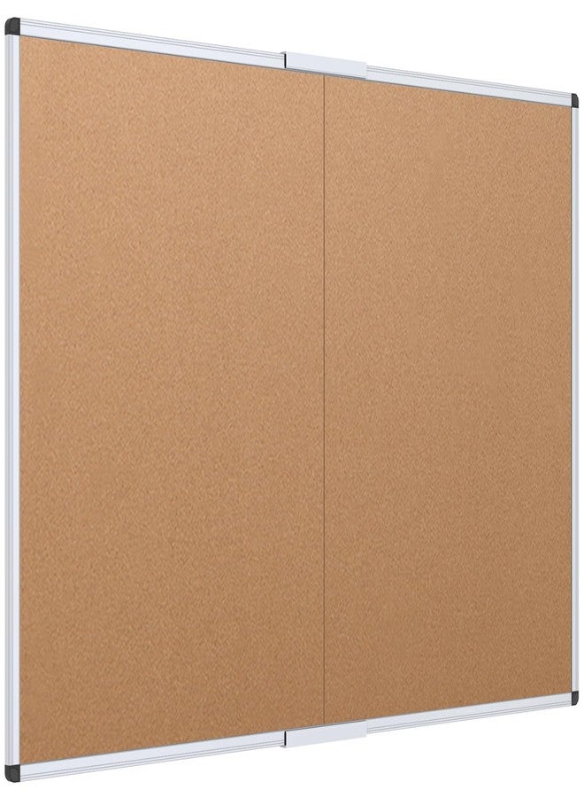 فيز برو لوحة إعلانات/لوحة إعلانات قابلة للطي من الفلين من VIZ-PRO، 48 × 36 بوصة، إطار من الألومنيوم الفضي - Image 1