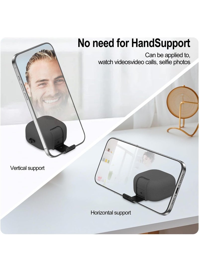 Adando Suede Feel Case for Samsung Galaxy Buds 4 / Buds 4 Pro with Lock Phone Stand, Premium Soft-Touch Anti-Slip Anti-Fingerprint Protective Cover with Metal Carabiner (Gray) - Image 4