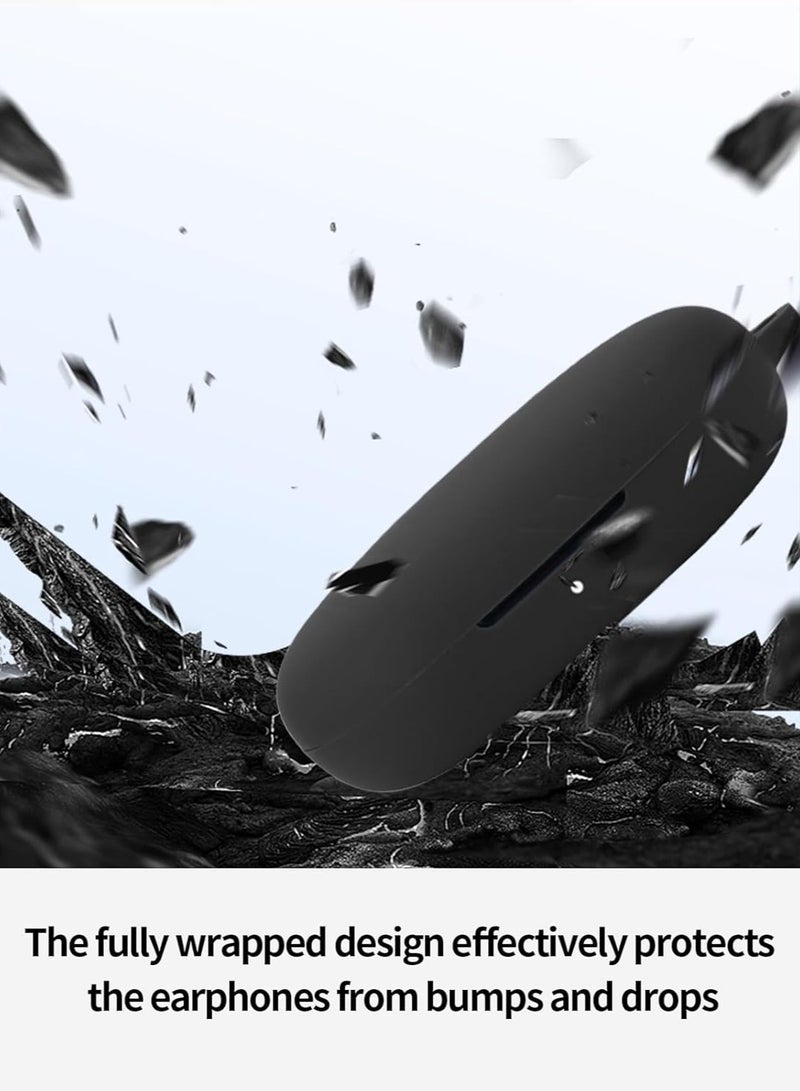 Compatible with Honor Choice Open-Ear True Wireless Headphones,Premium Silicone Shockproof Protection Skin Touch Charging Port Accessible, Front LED Visible with Cleaning pen-Black. - Image 2