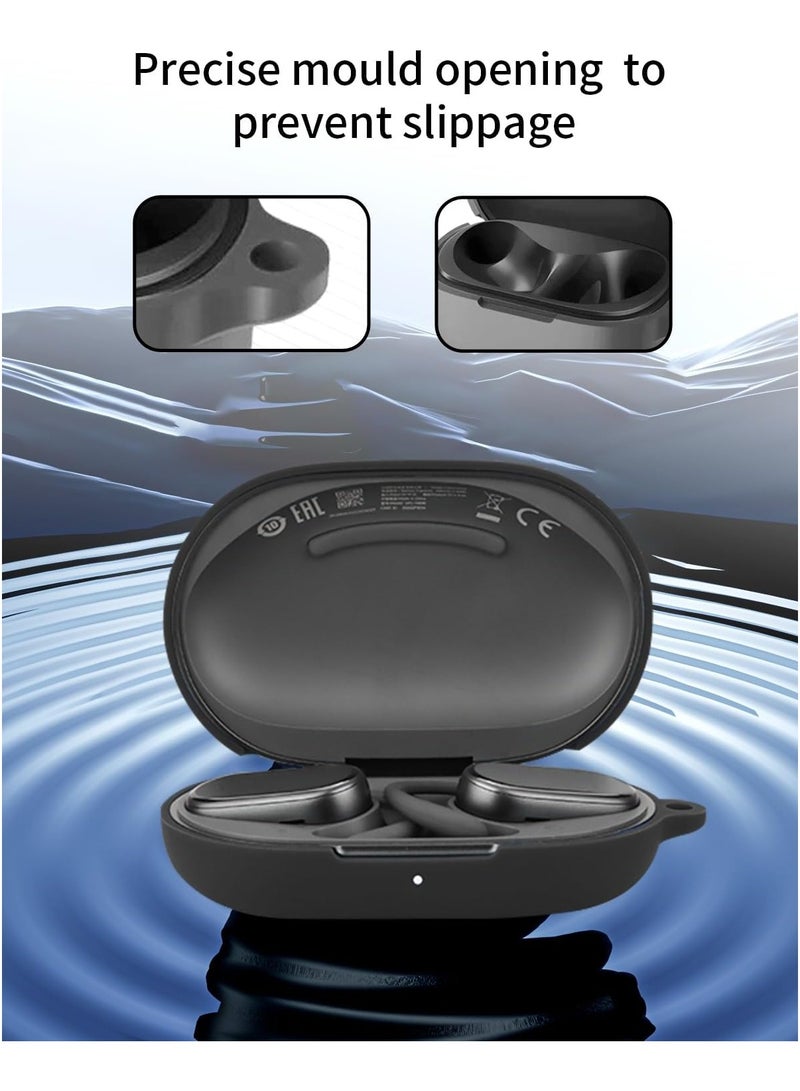 Compatible with Honor Choice Open-Ear True Wireless Headphones,Premium Silicone Shockproof Protection Skin Touch Charging Port Accessible, Front LED Visible with Cleaning pen-Black. - Image 5