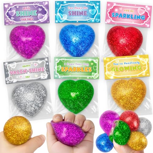 V-Opitos Valentines Day Cards for Kids School 24 Packs Cute Squeeze Toys with Cards Valentine Party Favors for Boys Girls Ideal Exchange Cards for Classroom - Image 1