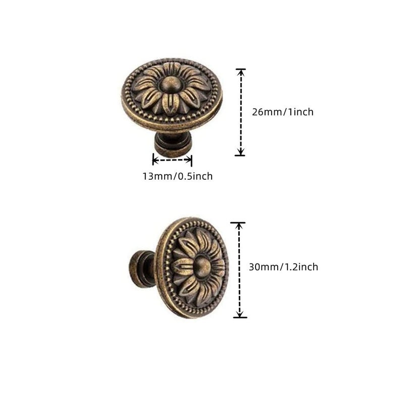 GDQLCNXB Vintage Flower Shape Cabinet Drawer Knobs,Pull Handle Metal Flower Shape Cabinet Drawer Door Knob Bronze Tone 10 Pcs - Image 2
