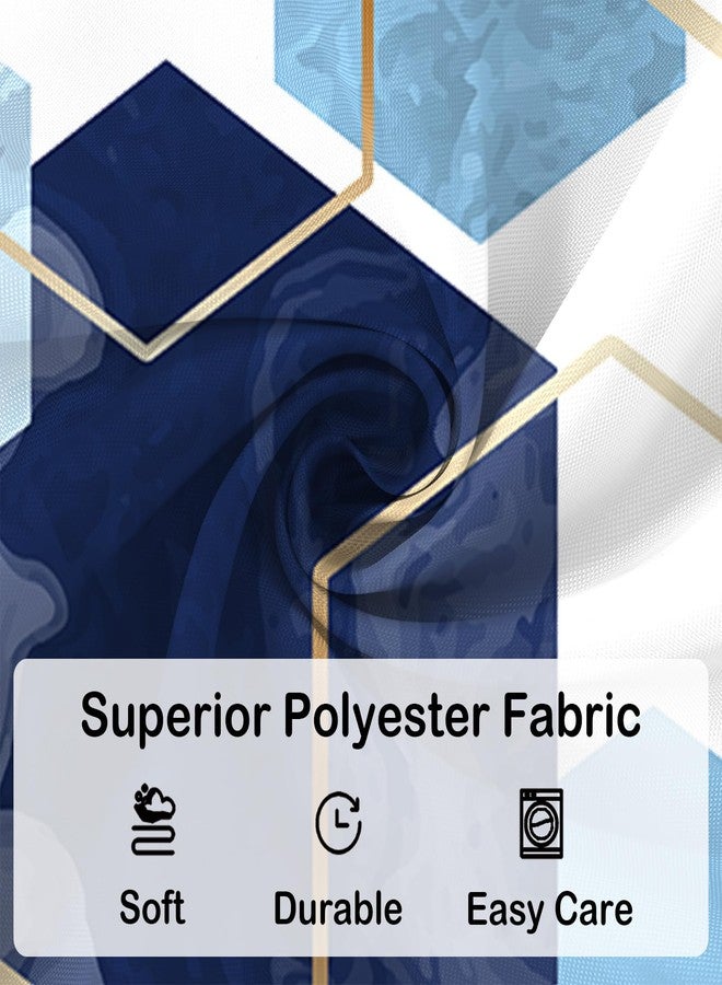 YOSTEV Navy Blue Shower Curtain, Cute Abstract Block Geometric Art Bathroom Curtains Set with Hooks, Waterproof Home Decoration, 72x72 Inch - Image 4