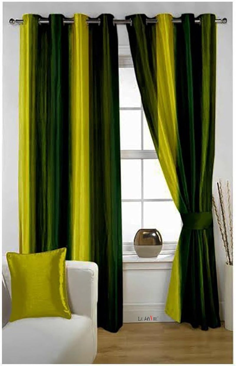 Milan Italian Curtain 7D Hybrid Printed Set of 2 Multi Color,XL Long Door & Window- 4ft x 9ft,(Green, C-Green& Lemon) - Image 3