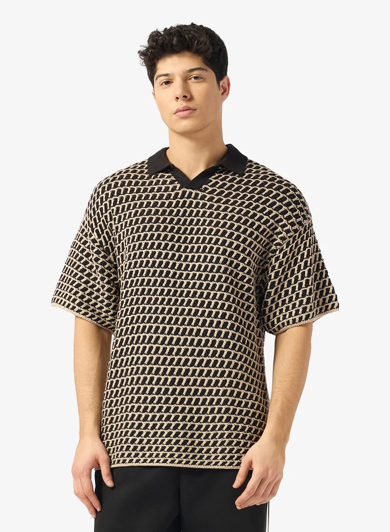 جاك اند جونز كنزة بولو بياقة مقسومة وقصة مريحة